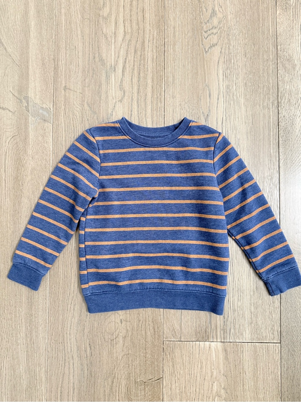Cat & Jack Toddler Boy Blue and Yellow Gold Stripe Pullover Sweatshirt 5T